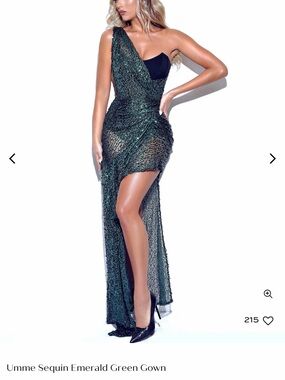 Miss Circle Umme Emerald Green Sequin Evening Dress